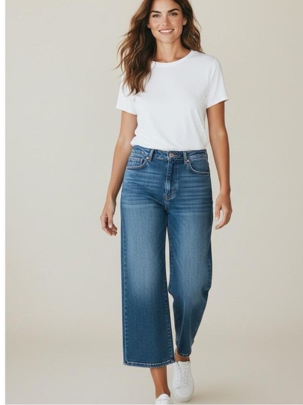NWOT Judy Blue Wide-Leg Crop 5/27 dark denim zipper Jeans